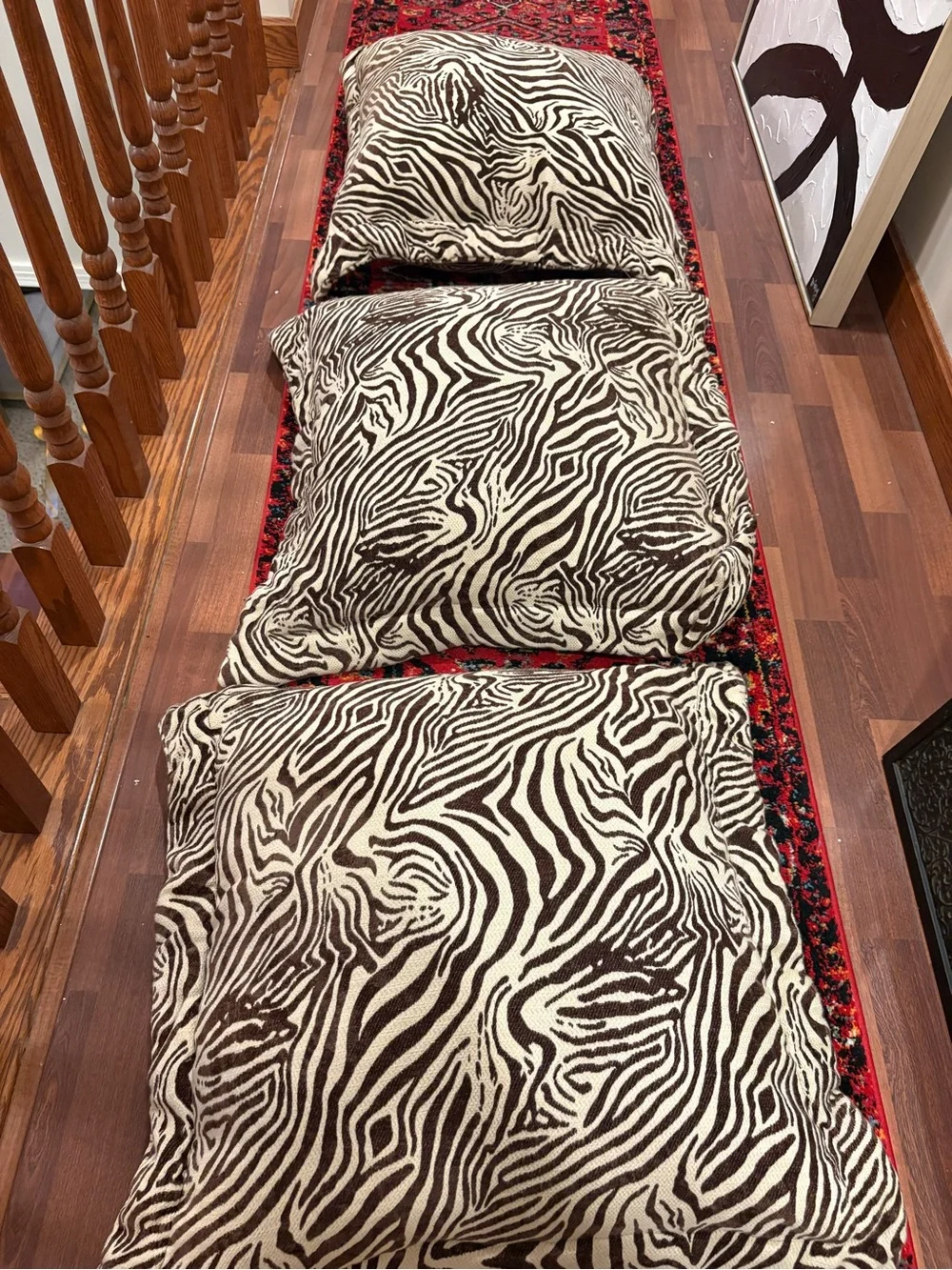 Set of 3 euro sham zebra print brown and cream. Ralph Lauren Fabric 29” x 29”
